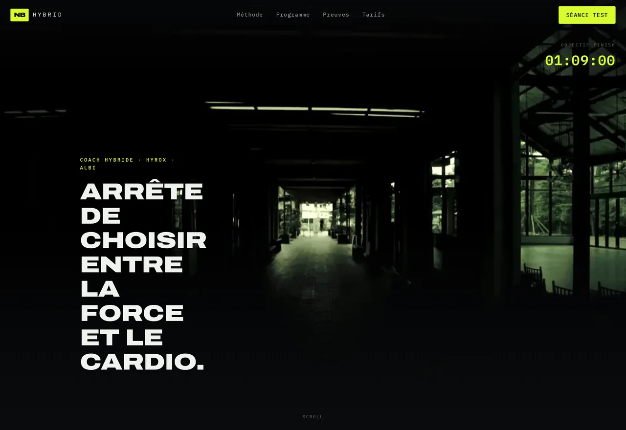 Site de démonstration de Nathan Berthier, coach HYROX et endurance de force à Albi